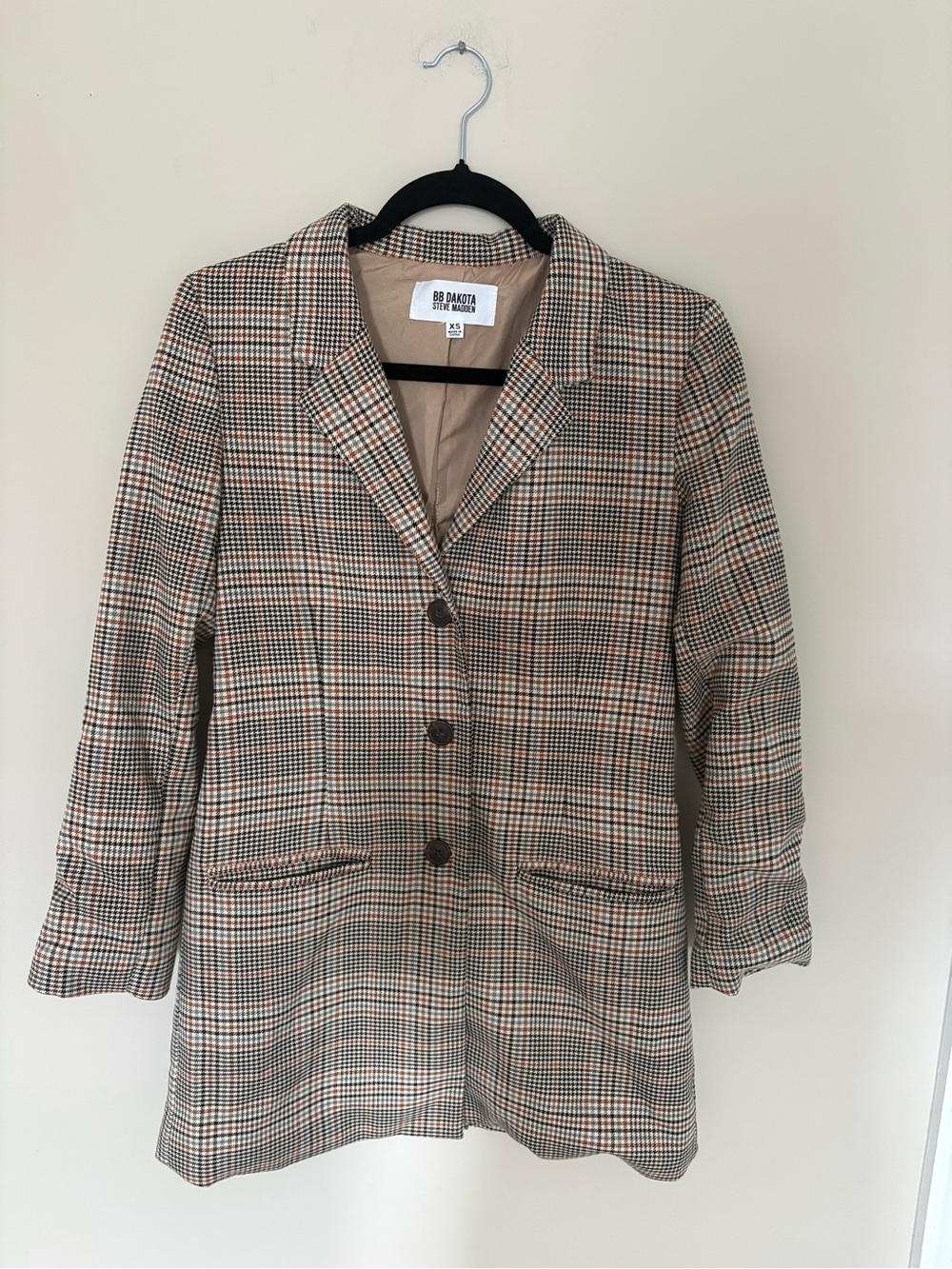 BB Dakota Tan Plaid Blazer Jacket XS